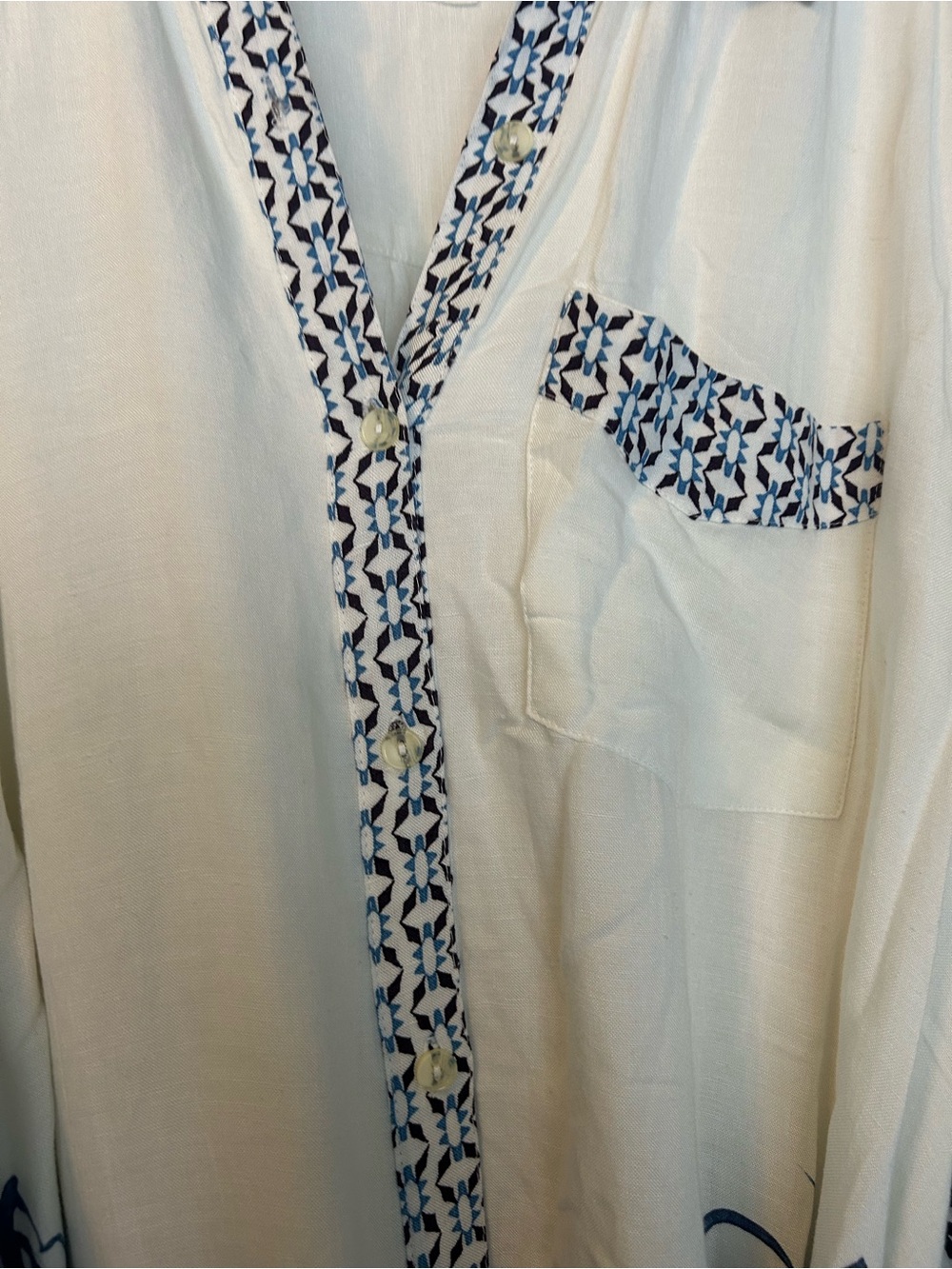 Anthropologie Mona Shirt Dress with Blue Floral Print with Tie Belt, 2X - Picture 6 of 6